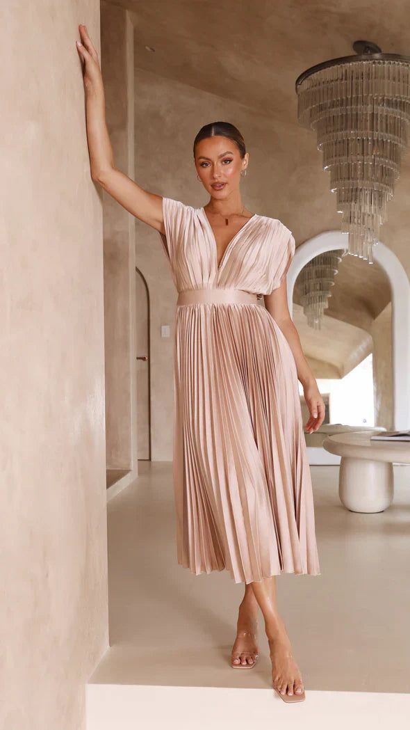 Robe demoiselles d'honneur plissé champagne