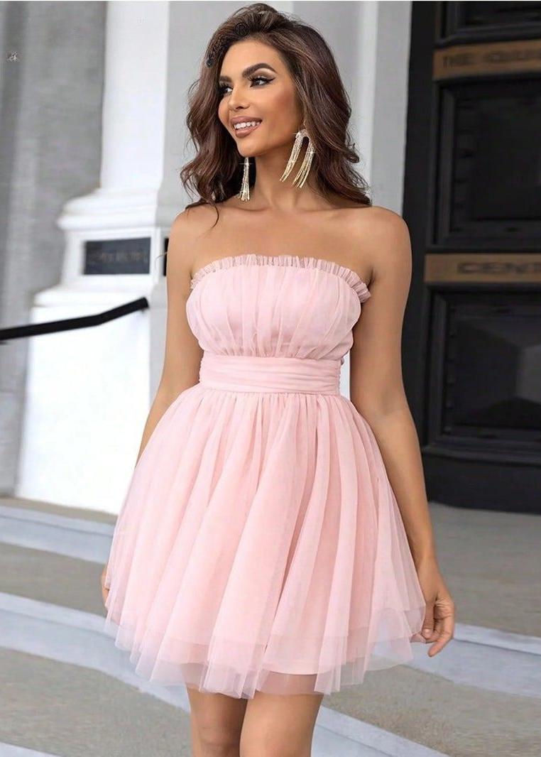 Robe bustier mousseline rose