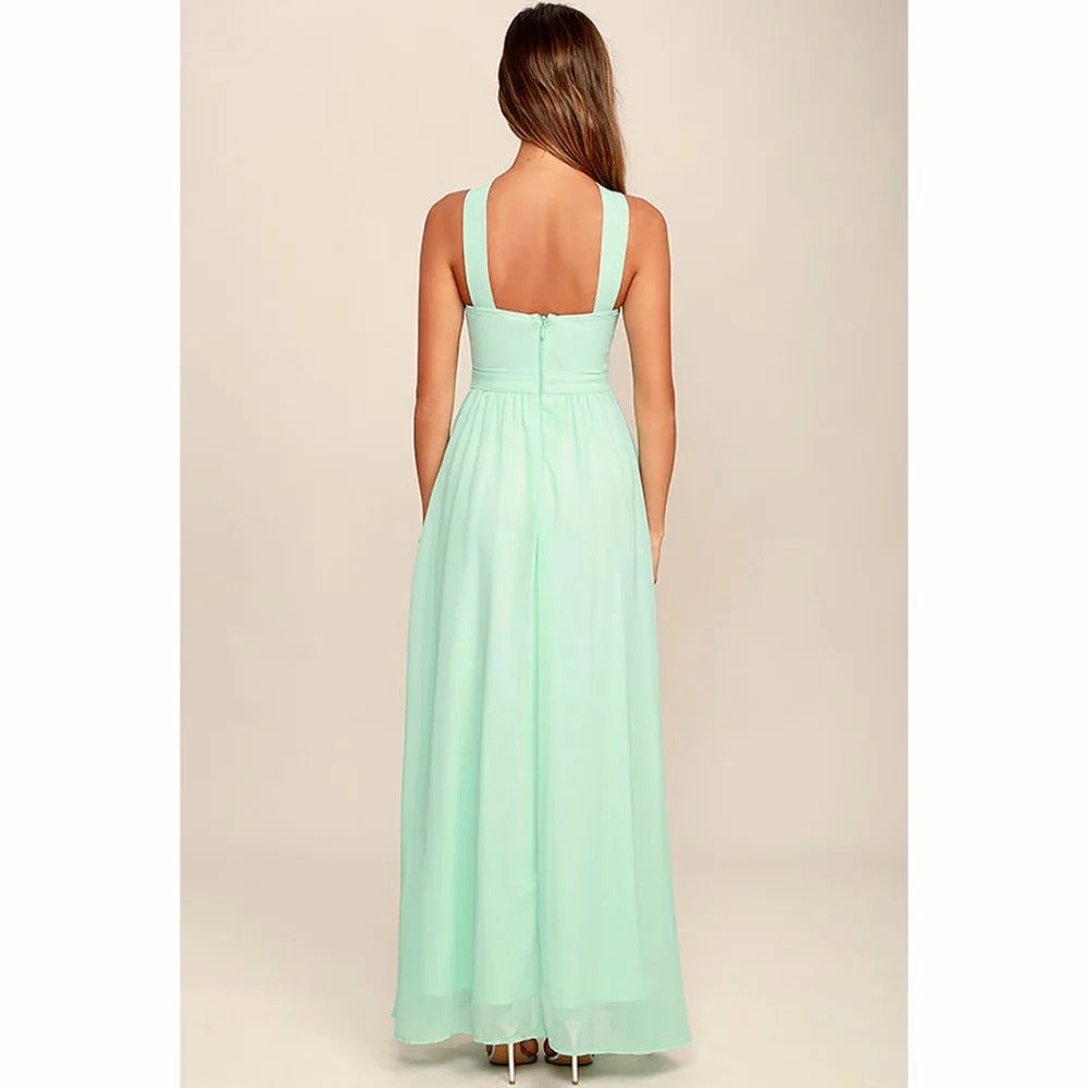 Robe longue ceremonie vert menthe
