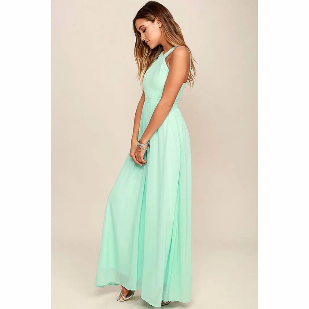 Robe longue ceremonie vert menthe