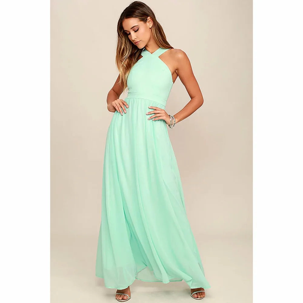 Robe longue ceremonie vert menthe