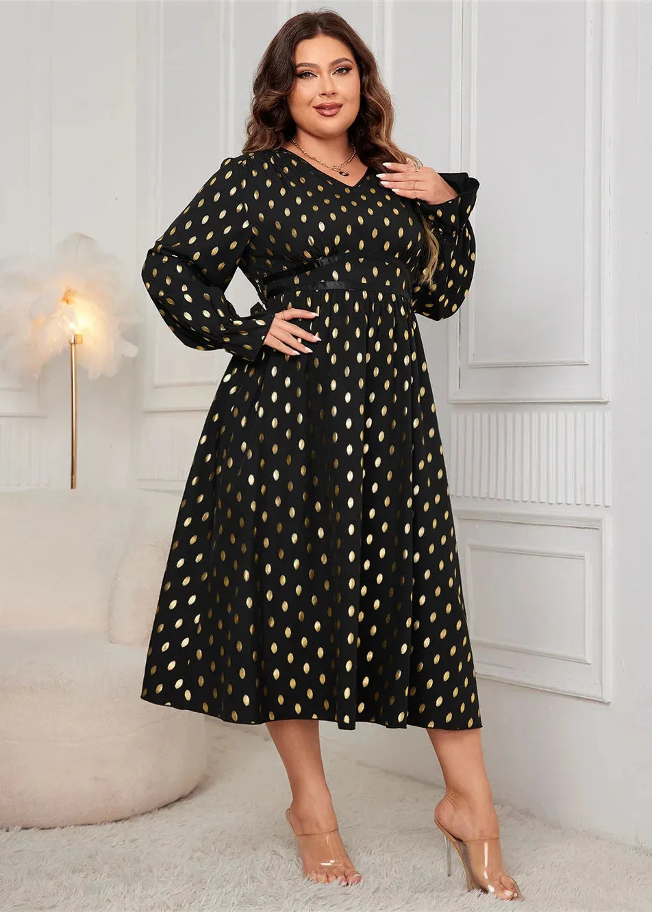 Robe à pois grande taille-Robe Parfaite