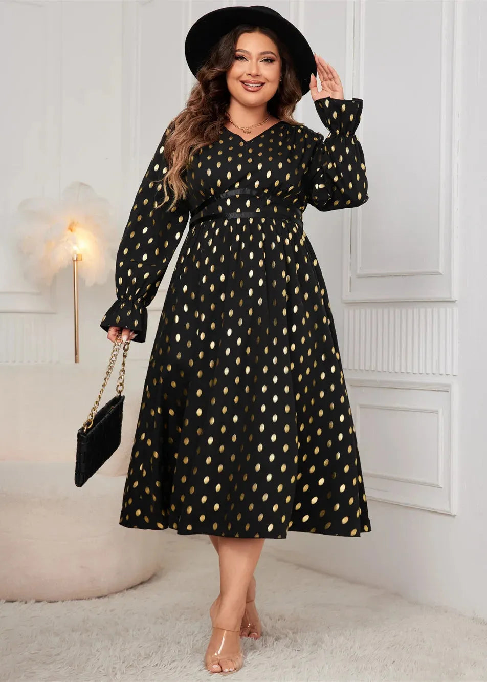 Robe à pois grande taille-Robe Parfaite