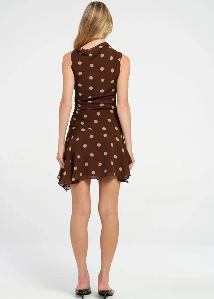 Robe a pois marron-Robe Parfaite