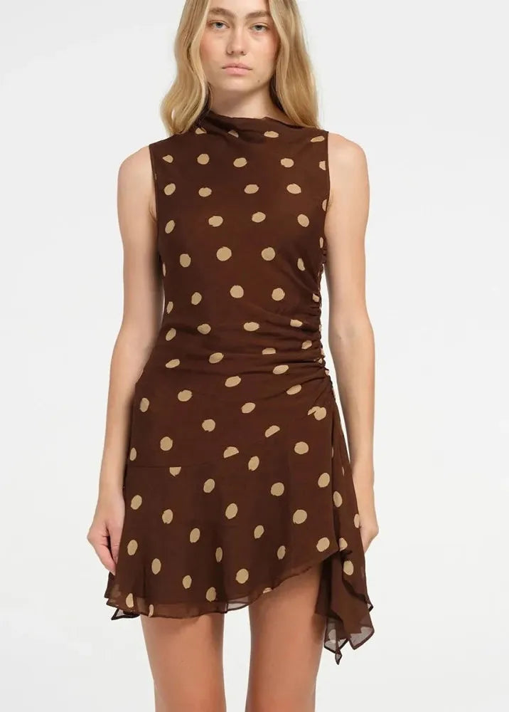Robe a pois marron-Robe Parfaite