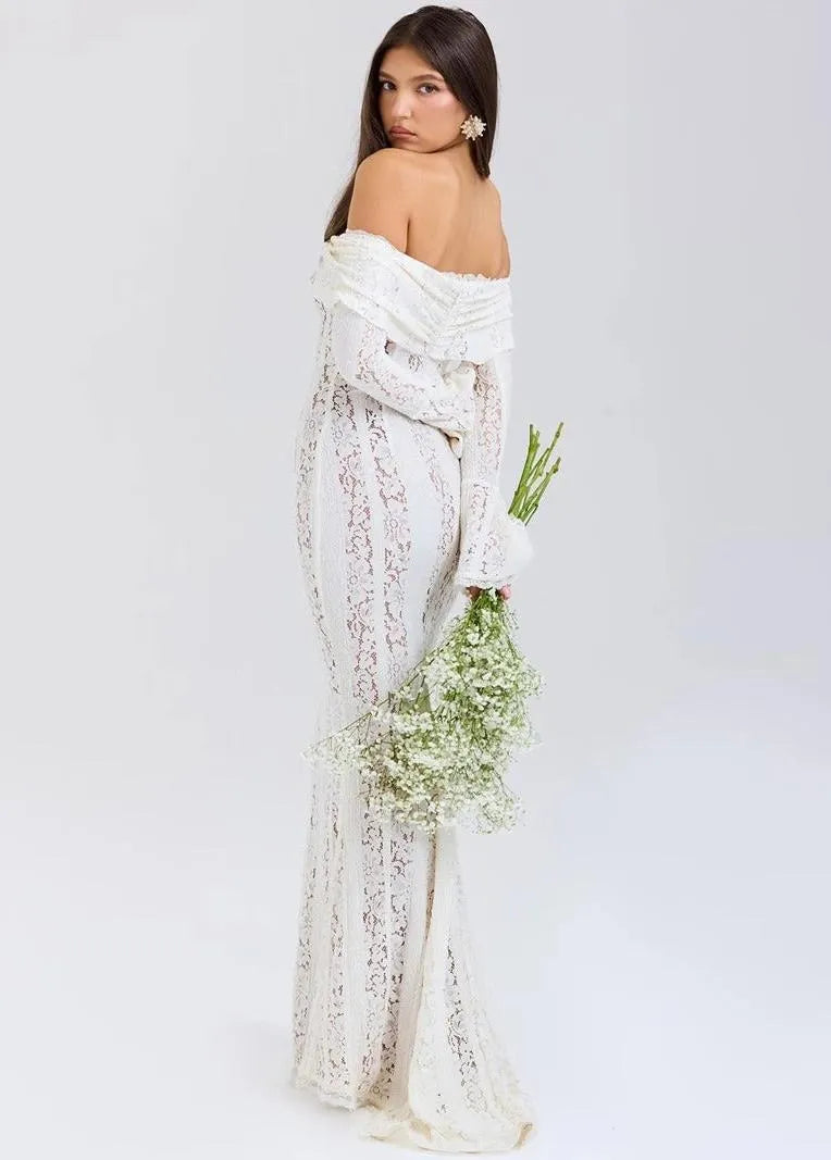 Robe blanche longue dentelle