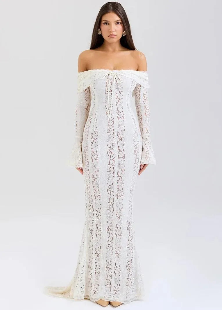 Robe blanche longue dentelle