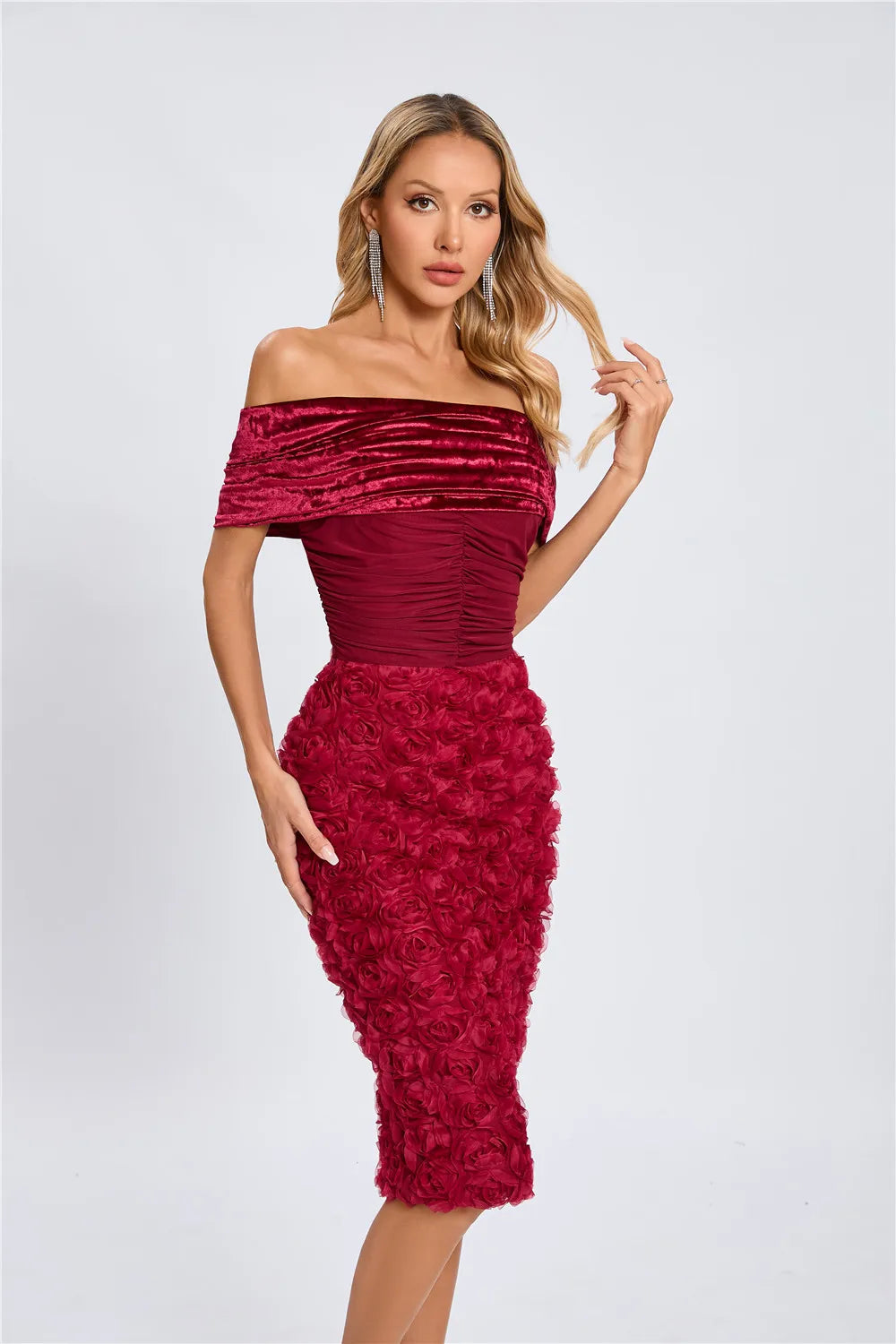 Robe cérémonie bordeaux
