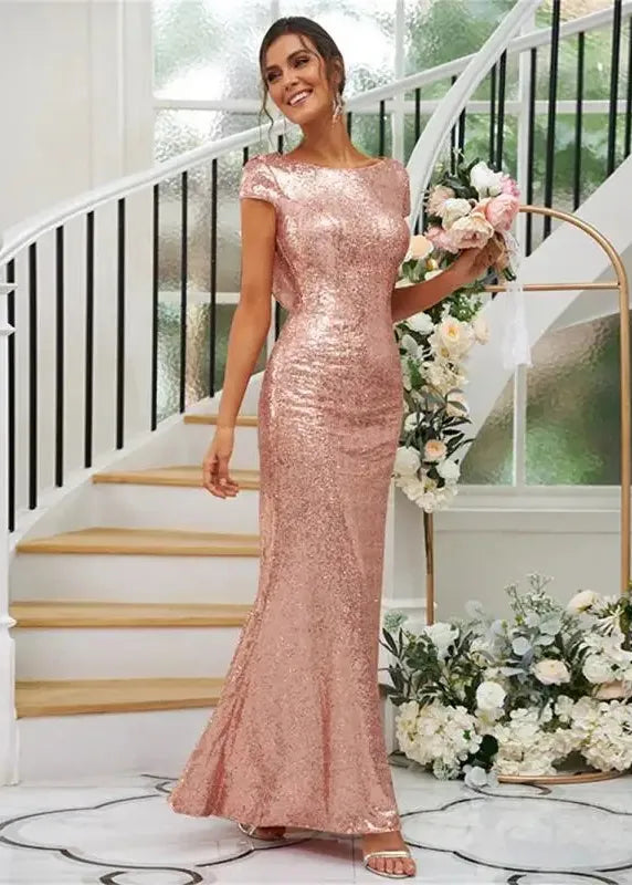 Robe cérémonie rose à paillettes