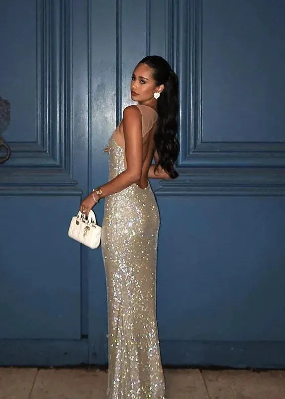 Robe champagne paillette