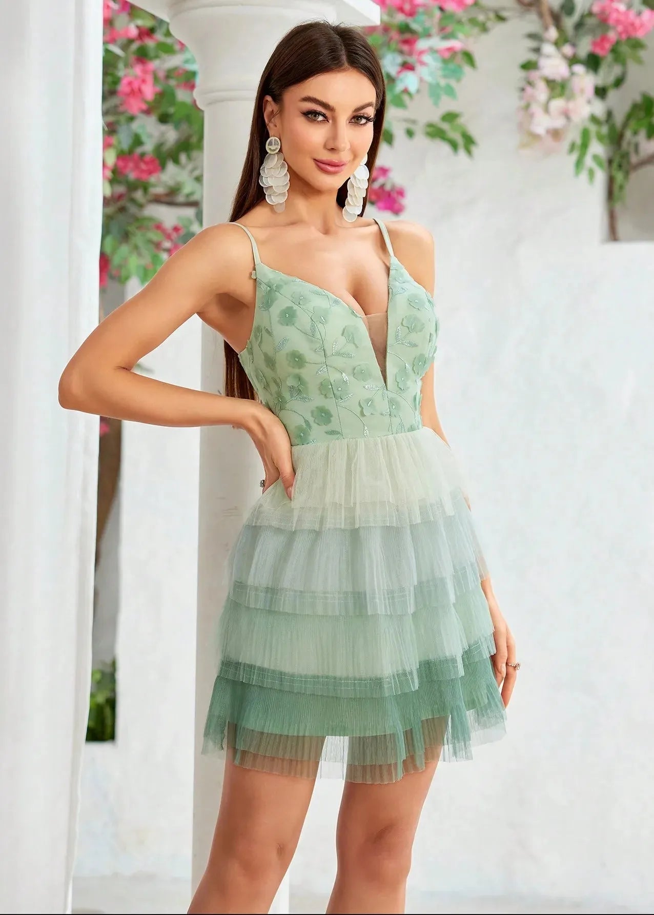 Robe cocktail vert