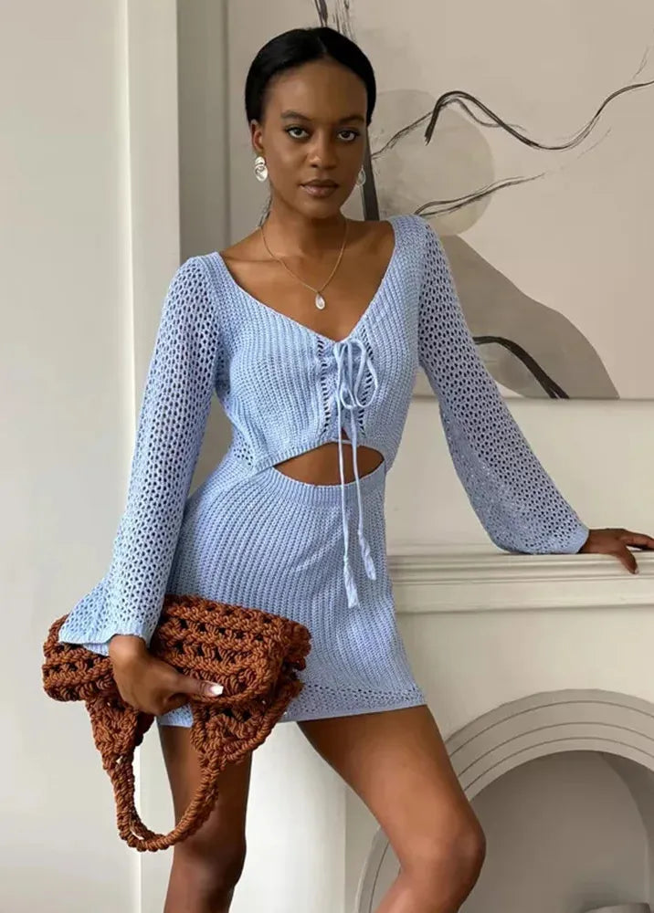 Robe crochet bleu