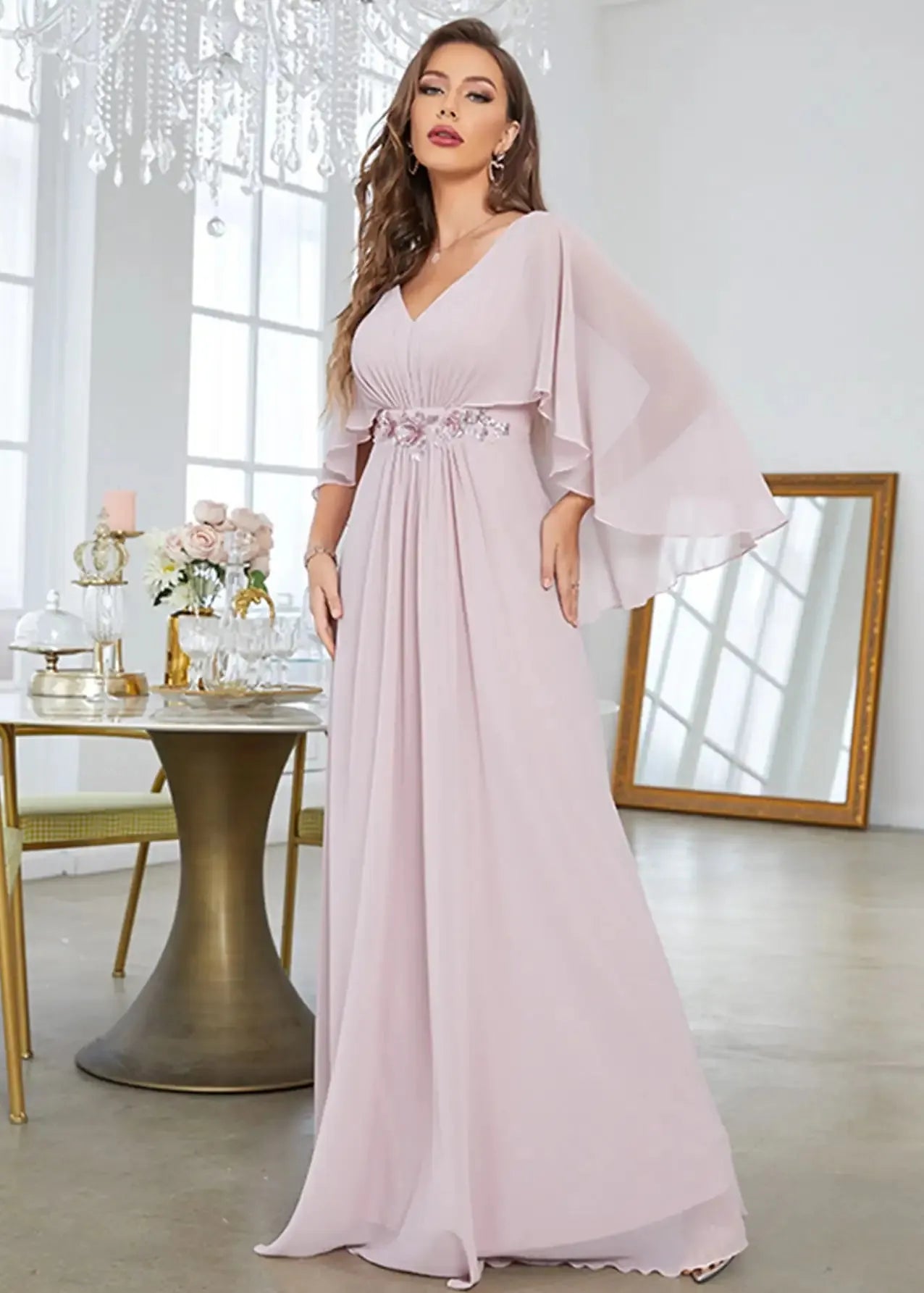 Robe de cérémonie rose pale