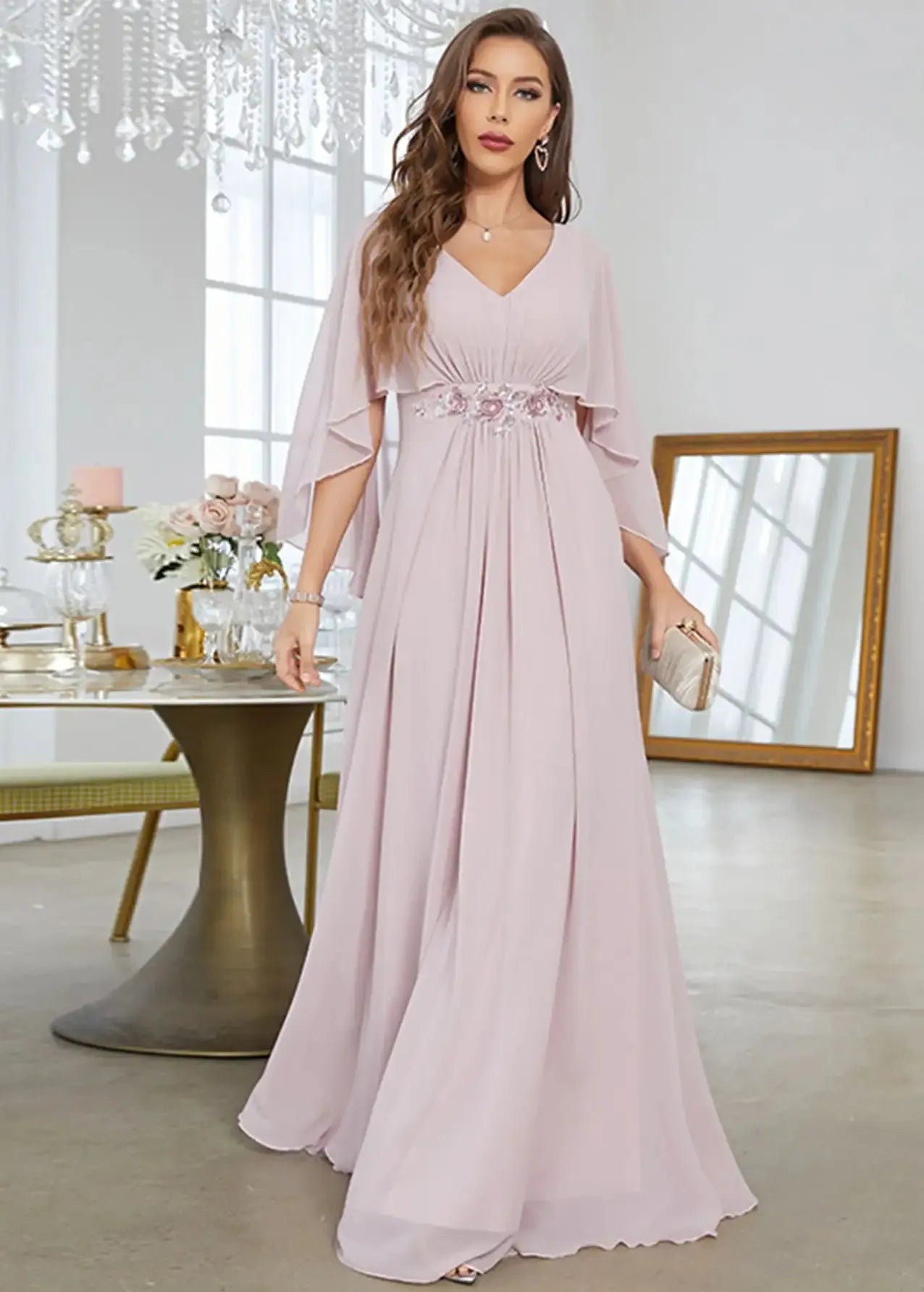 Robe de cérémonie rose pale