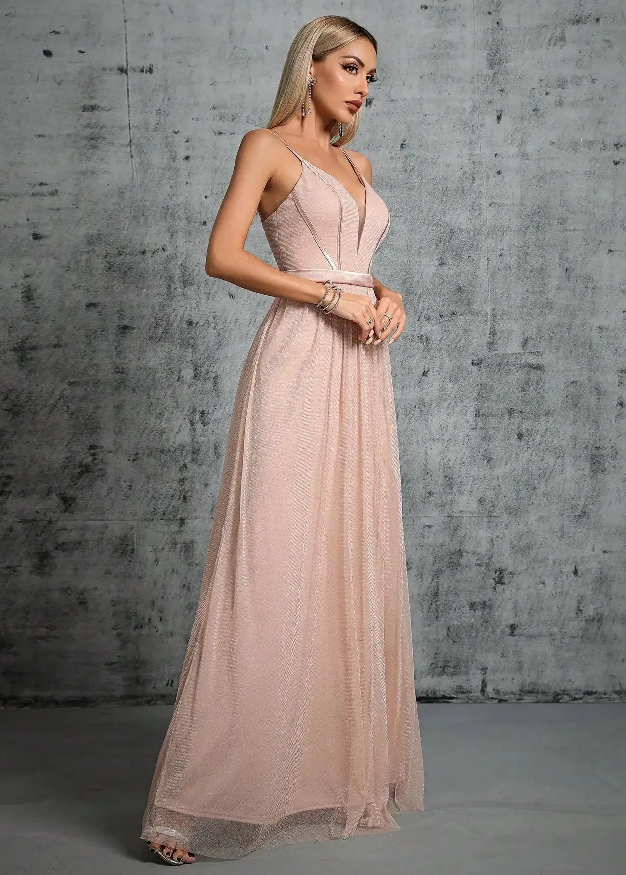 Robe de demoiselle d'honneur rose poudré