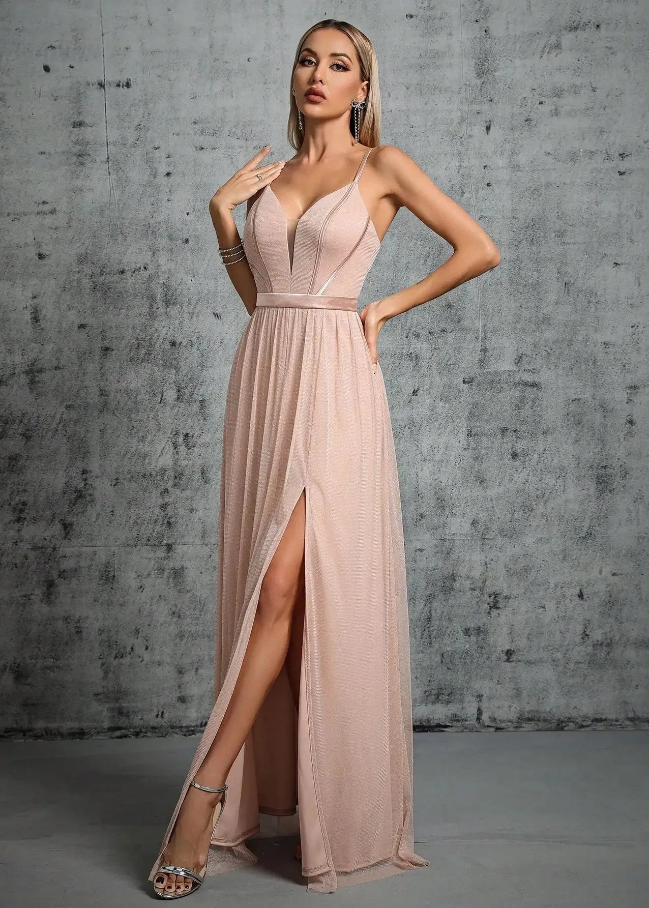 Robe de demoiselle d'honneur rose poudré