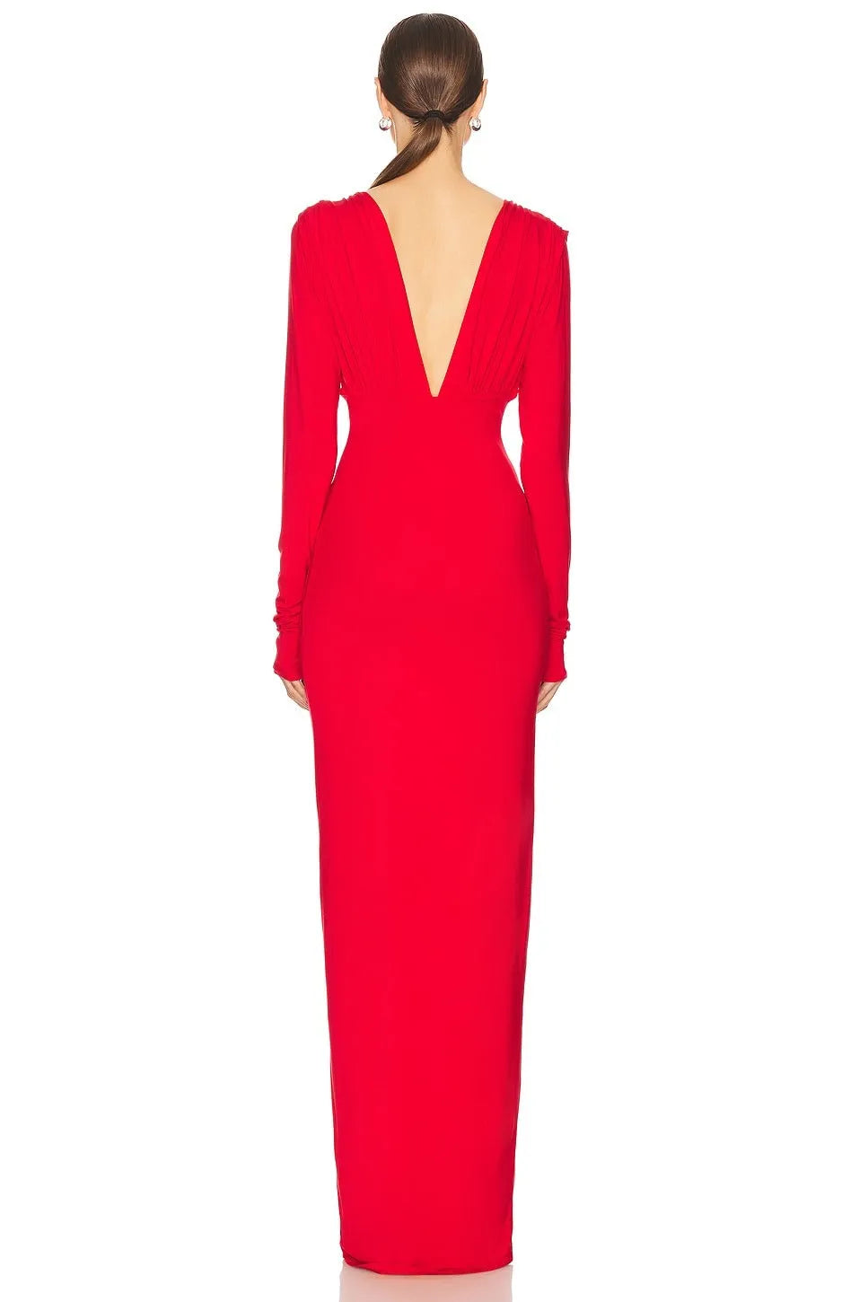 Robe décolleté plongeant rouge