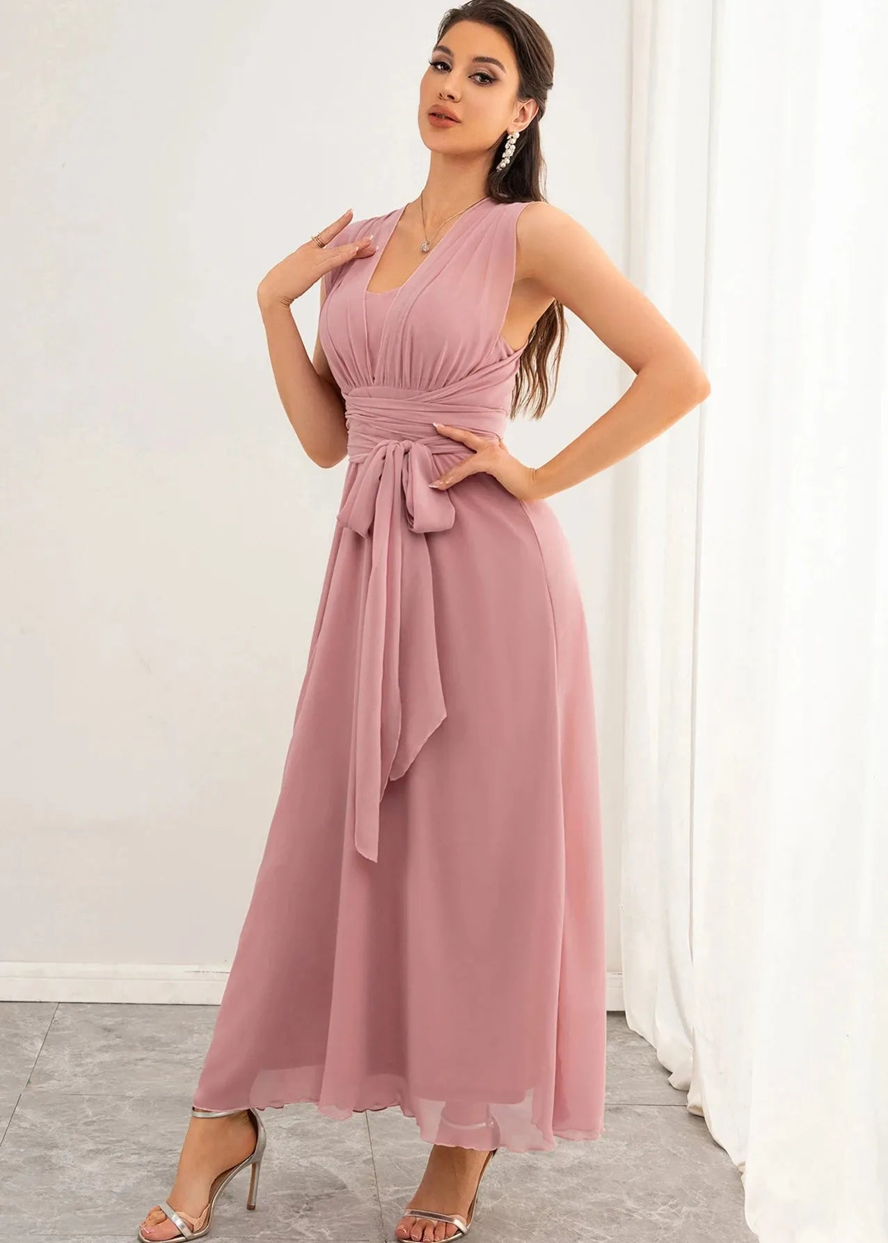 Robe demoiselle d honneur rose pale