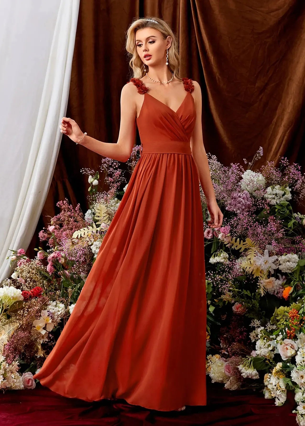 Robe demoiselle d'honneur couleur terracotta
