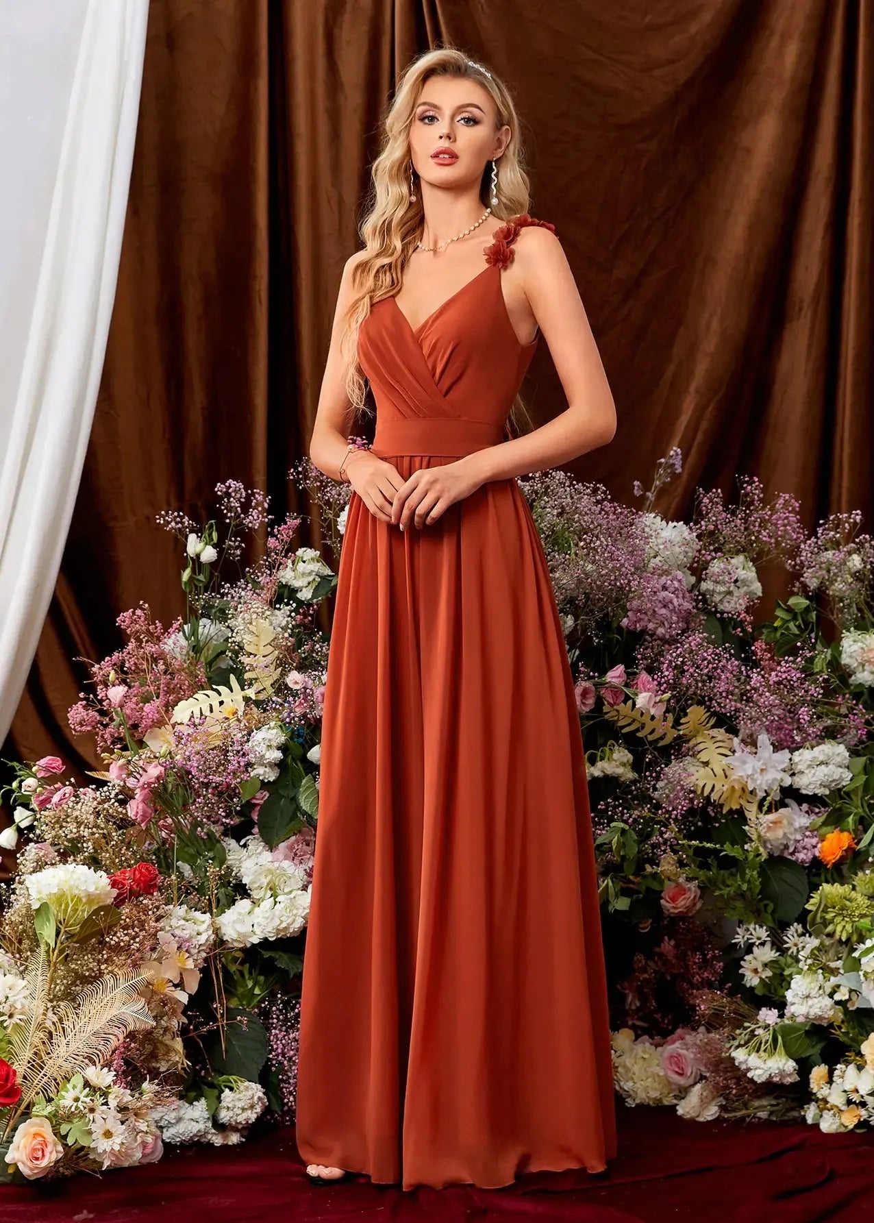 Robe demoiselle d'honneur couleur terracotta