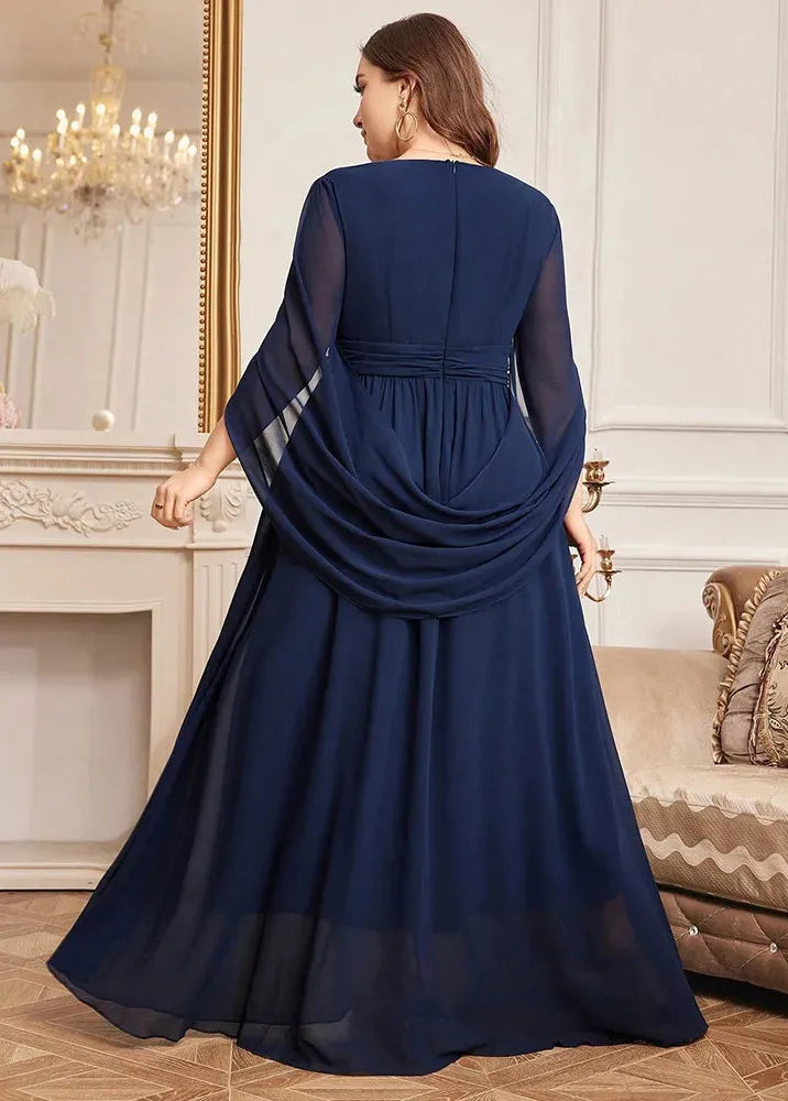 Robe demoiselle d'honneur grande taille bleu marine