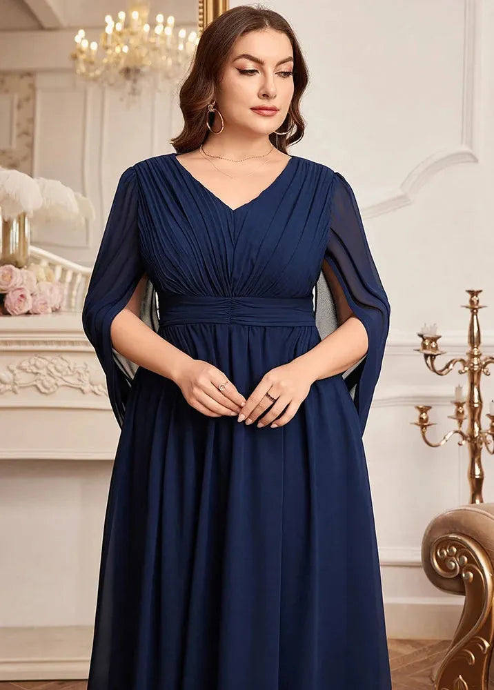 Robe demoiselle d'honneur grande taille bleu marine