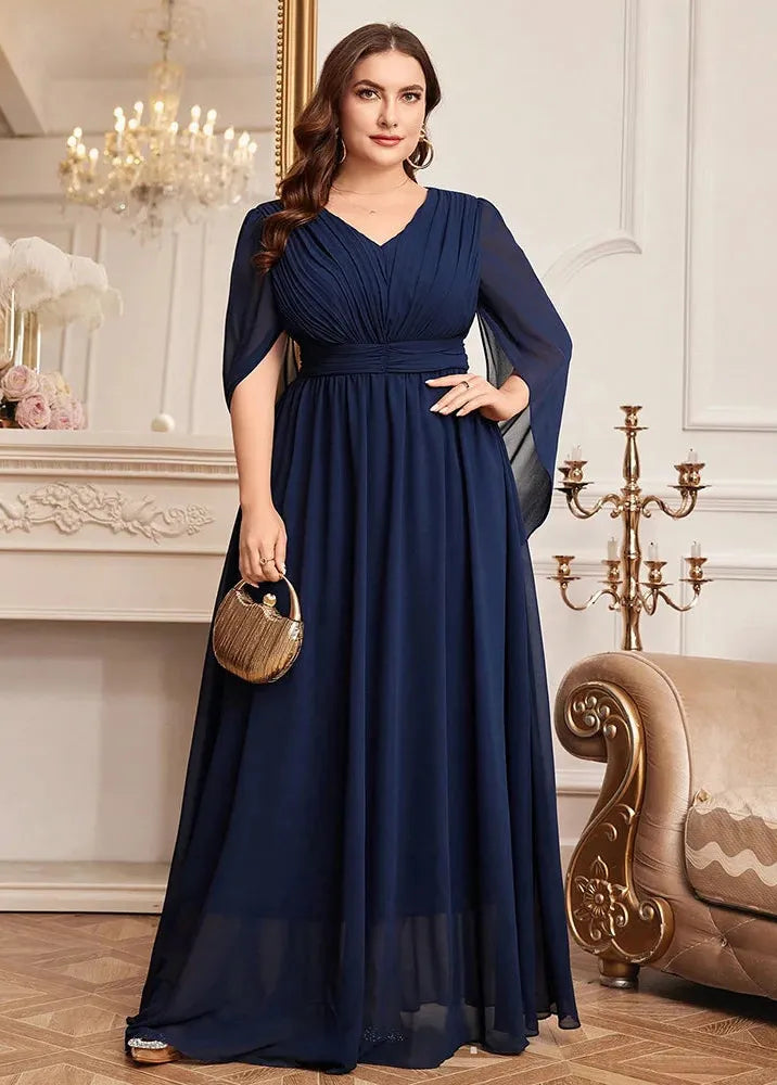 Robe demoiselle d'honneur grande taille bleu marine