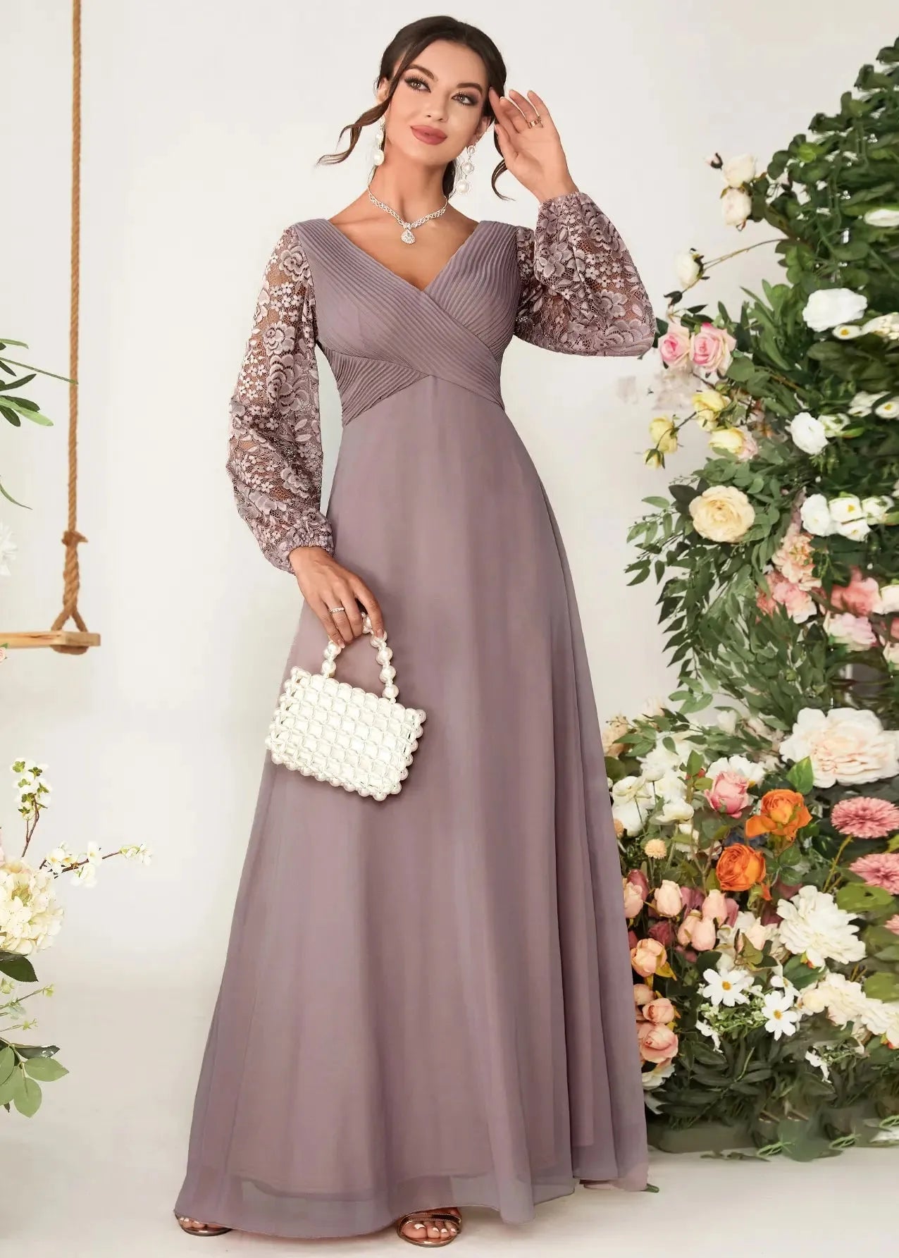 Robe demoiselle d'honneur mauve