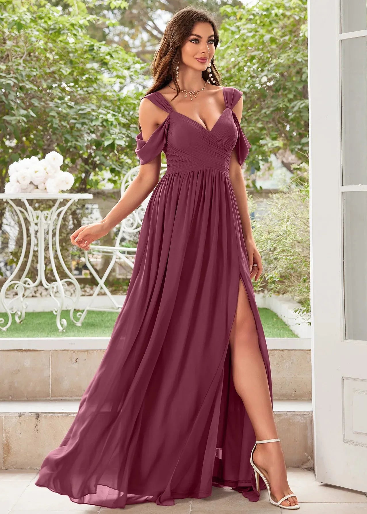 Robe demoiselle d'honneur prune