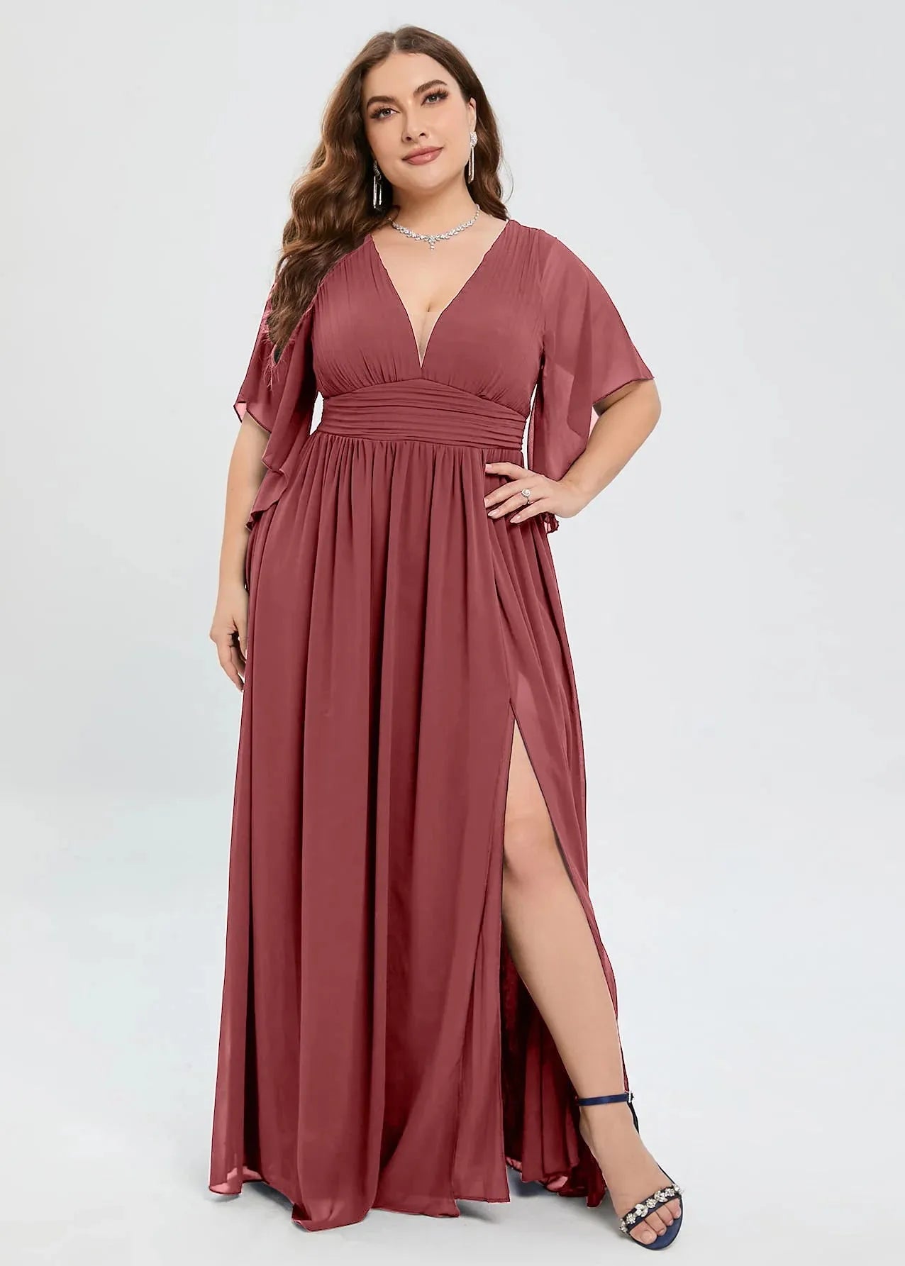 Robe demoiselle d'honneur rose grande taille