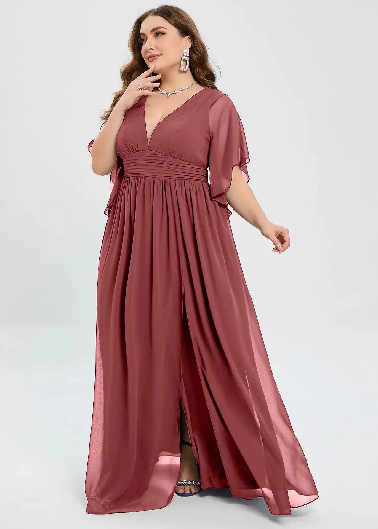 Robe demoiselle d'honneur rose grande taille