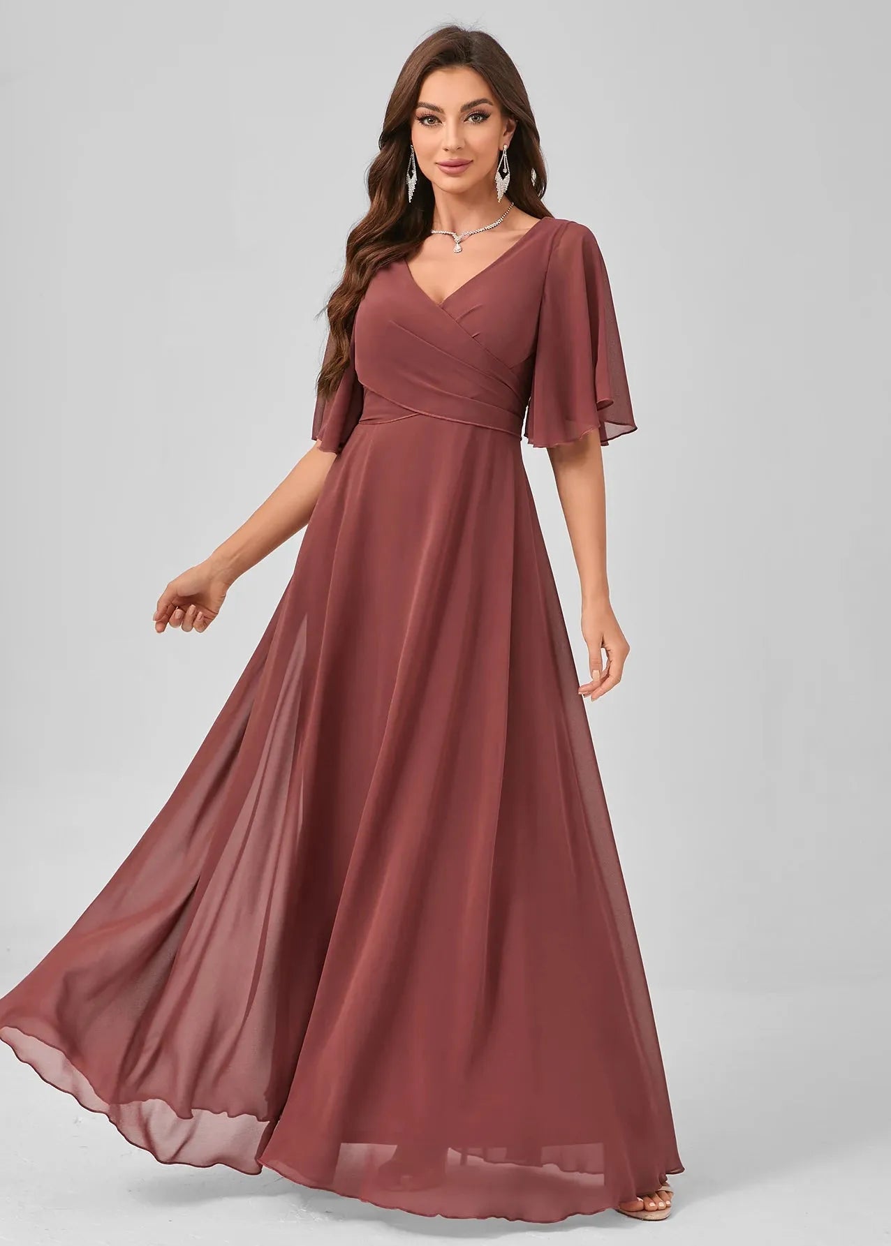 Robe demoiselle d'honneur terracotta mousseline