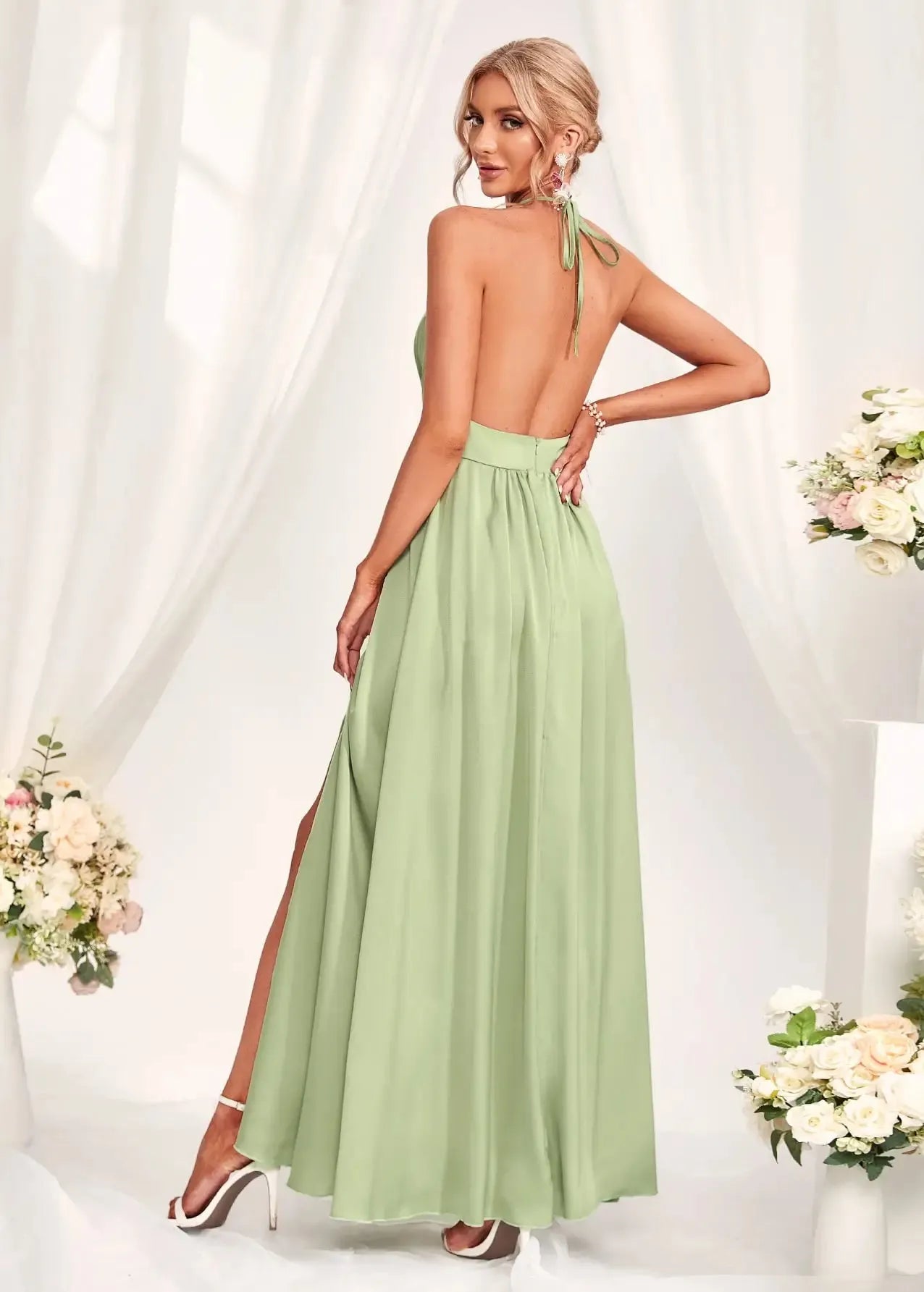 Robe demoiselle d'honneur vert clair