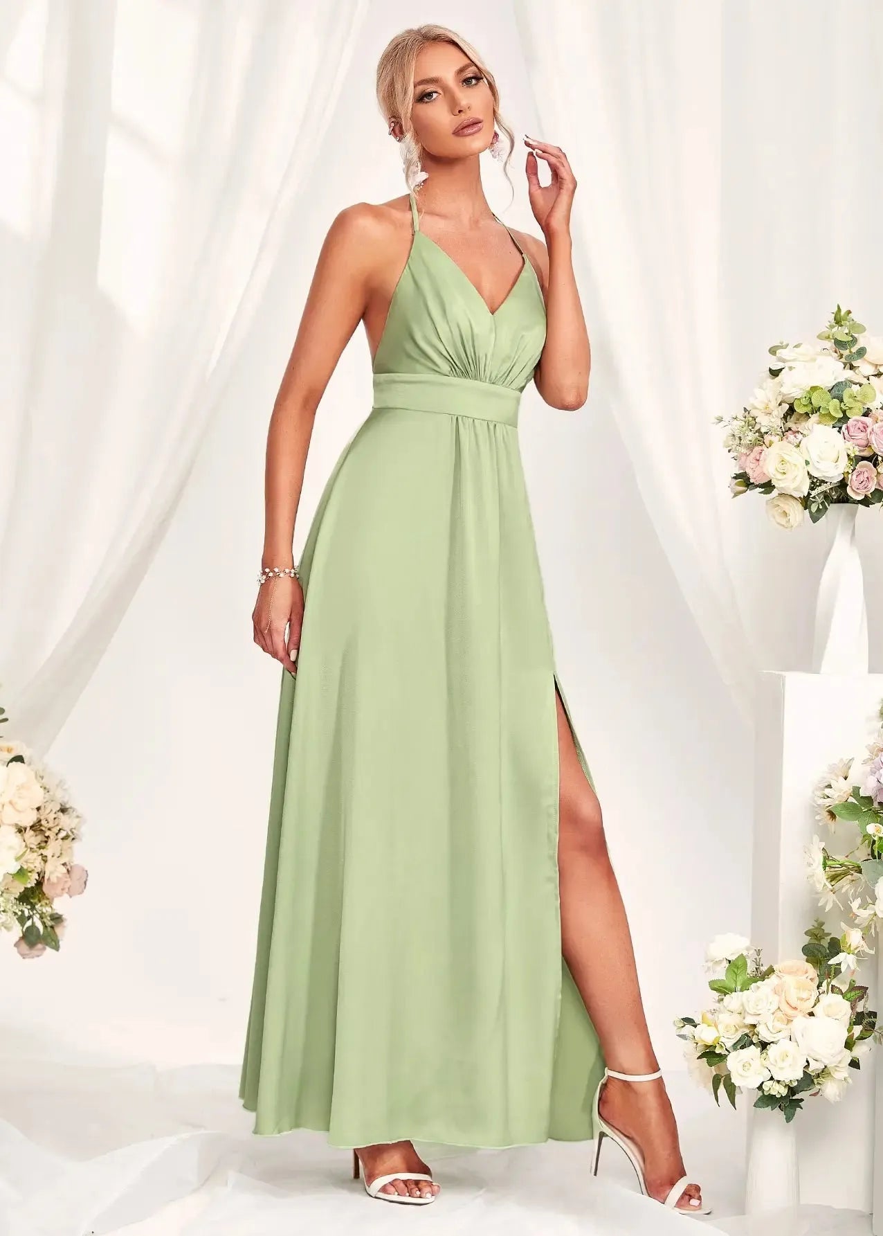 Robe demoiselle d'honneur vert clair