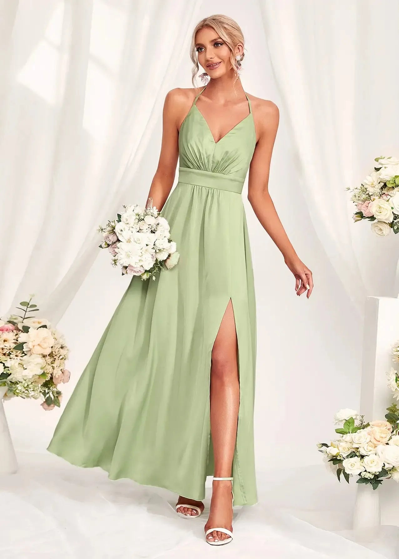 Robe demoiselle d'honneur vert clair