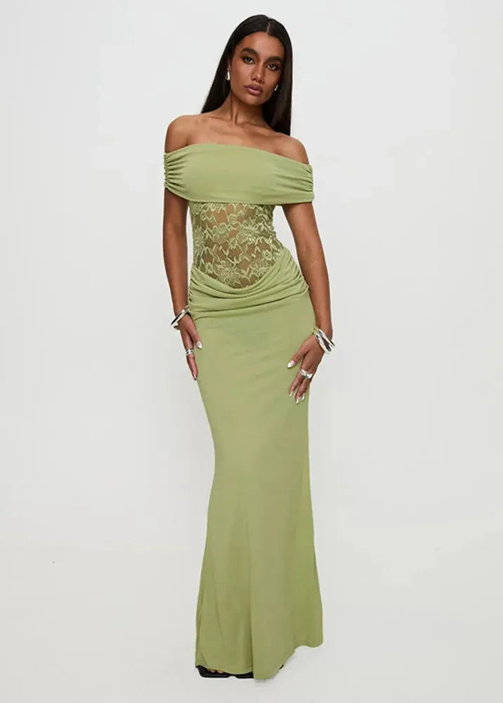 Robe dentelle verte