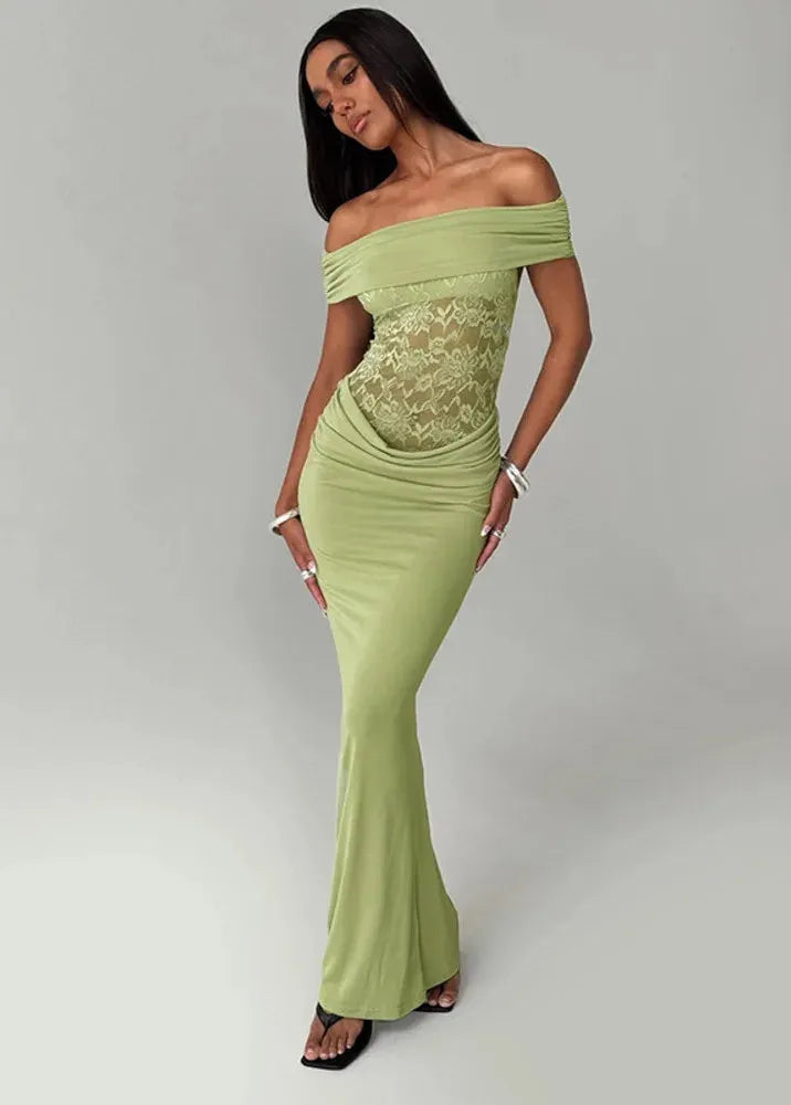 Robe dentelle verte