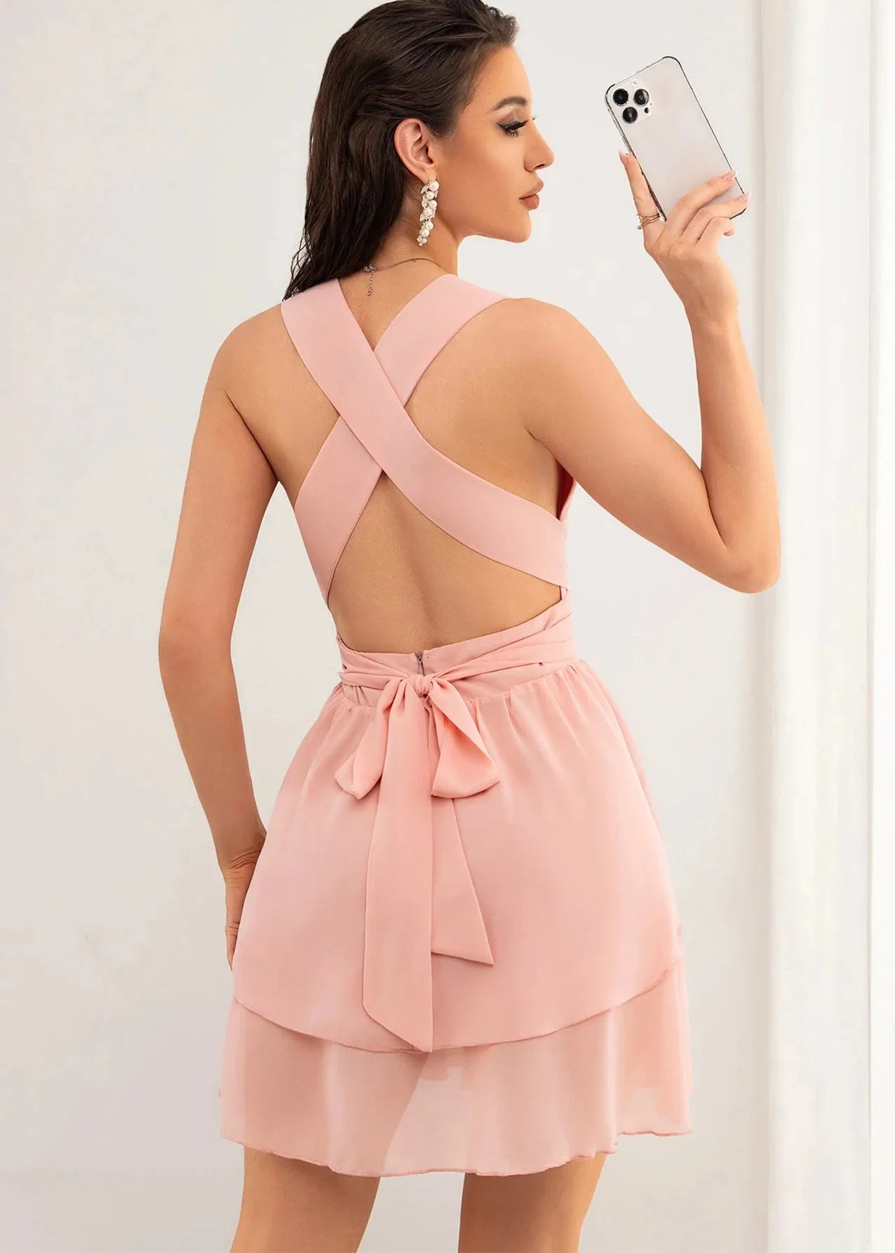 Robe dos nu rose pale