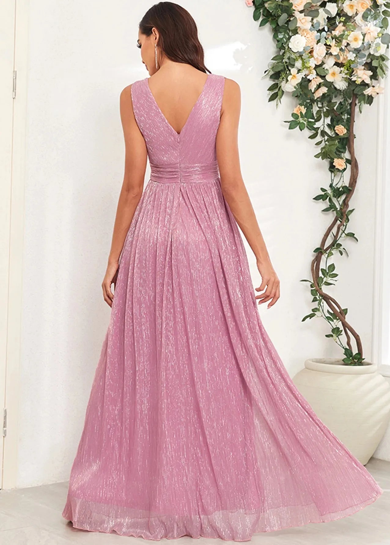 Robe en mousseline rose