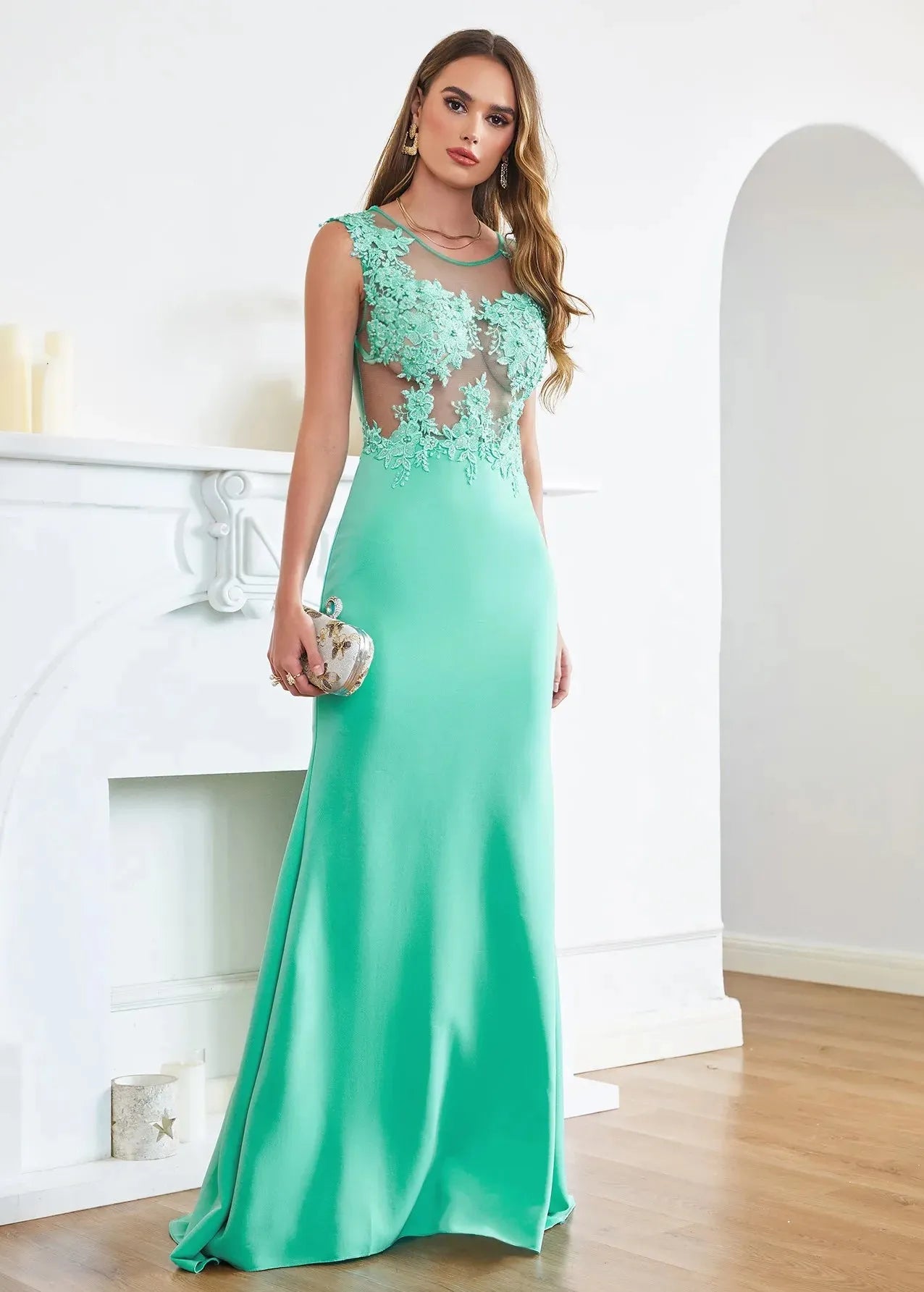 Robe gala verte
