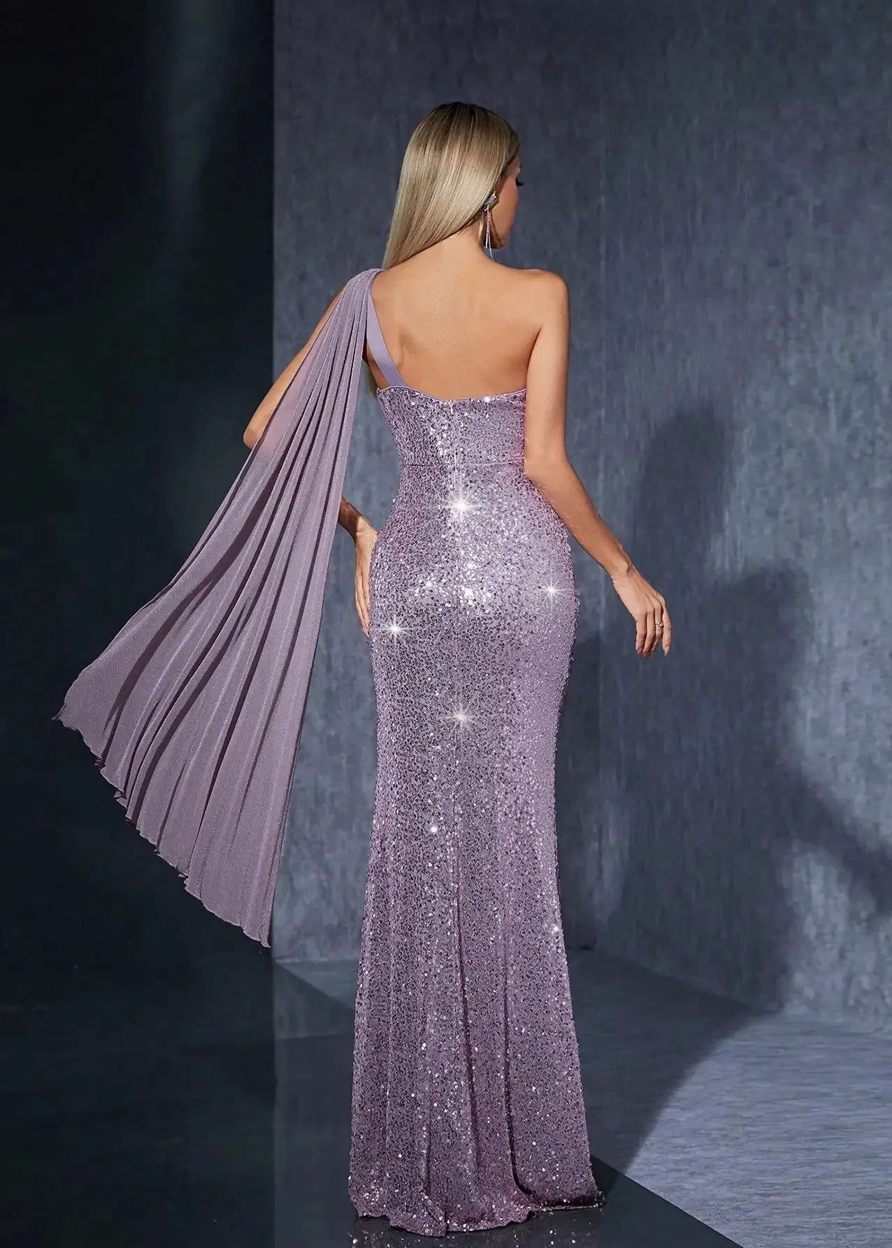 Robe habillée sequin mauve