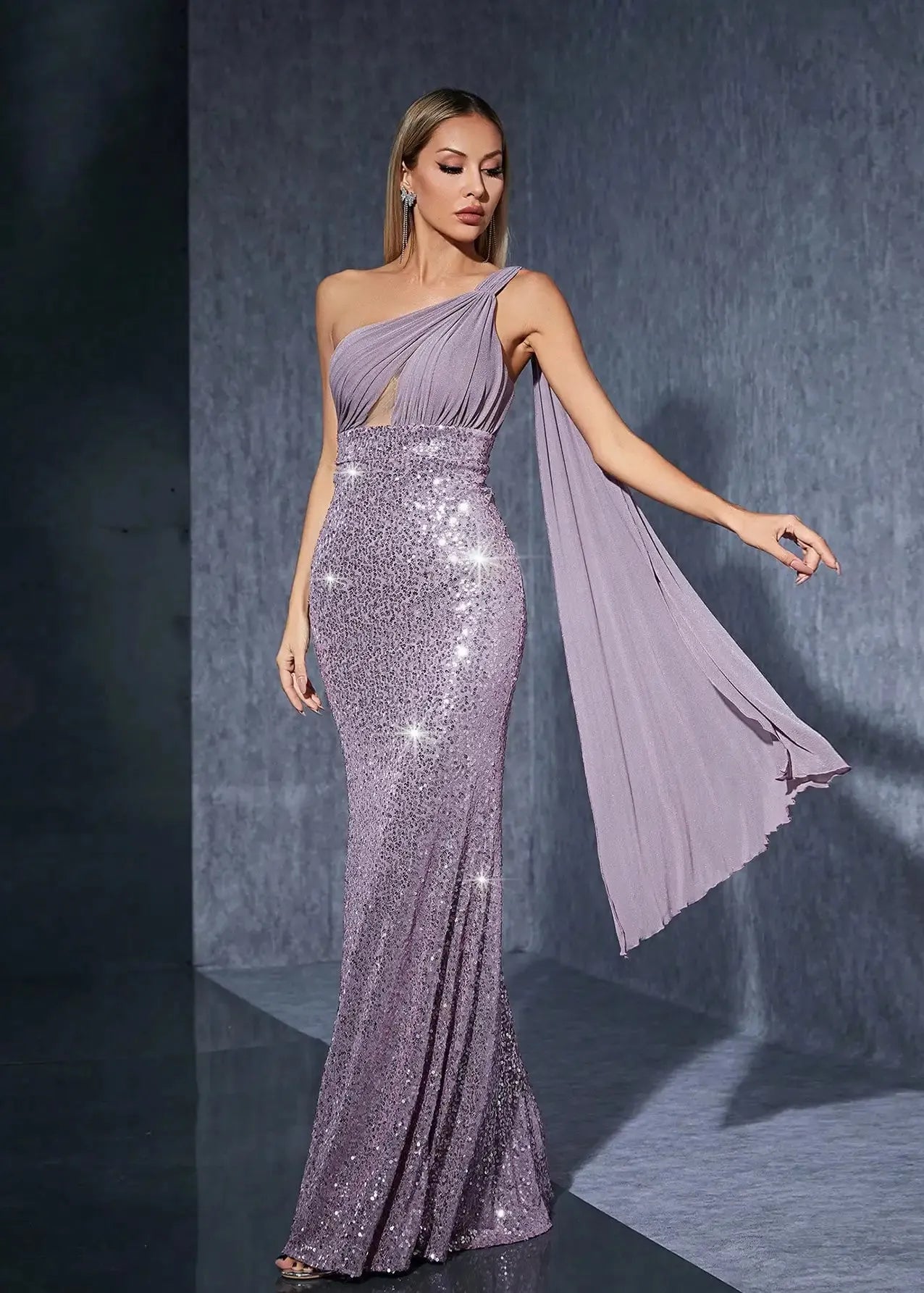 Robe habillée sequin mauve