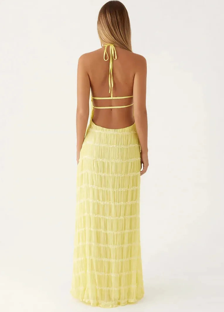 Robe jaune dos nu