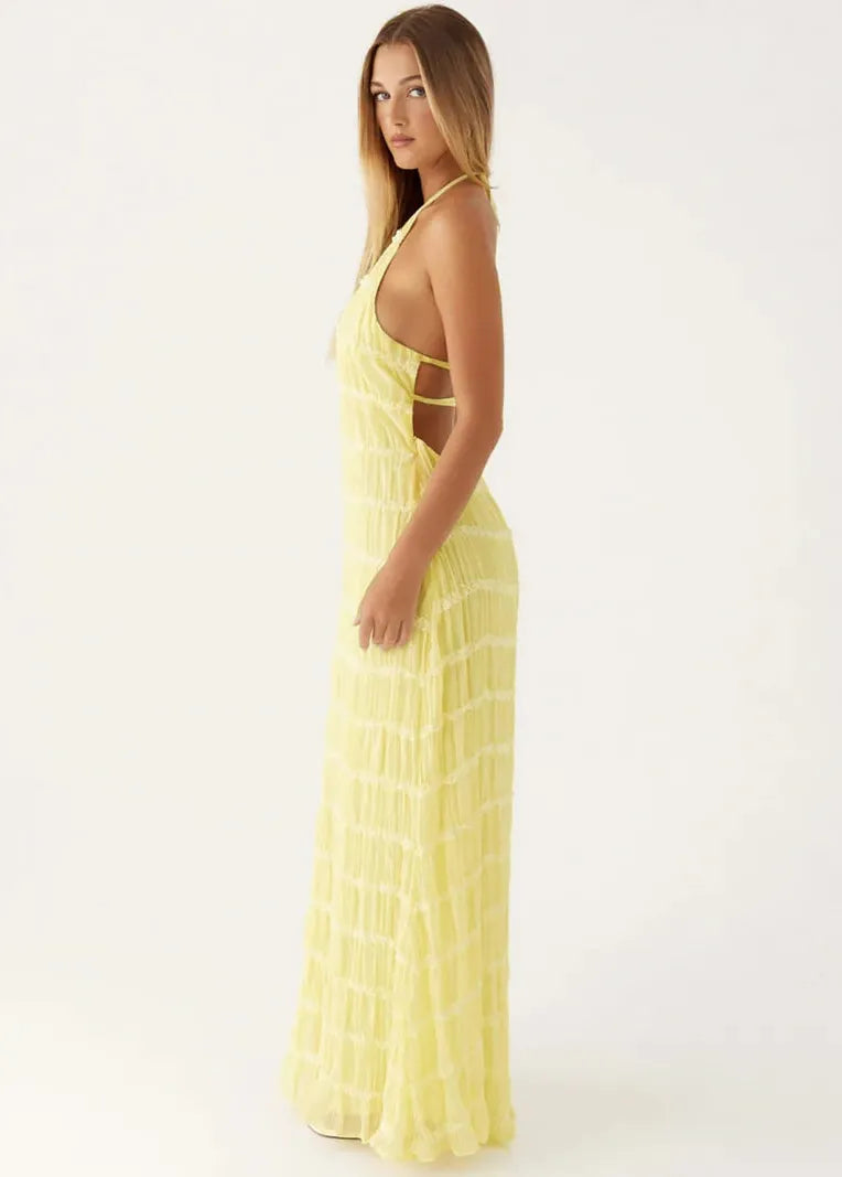 Robe jaune dos nu