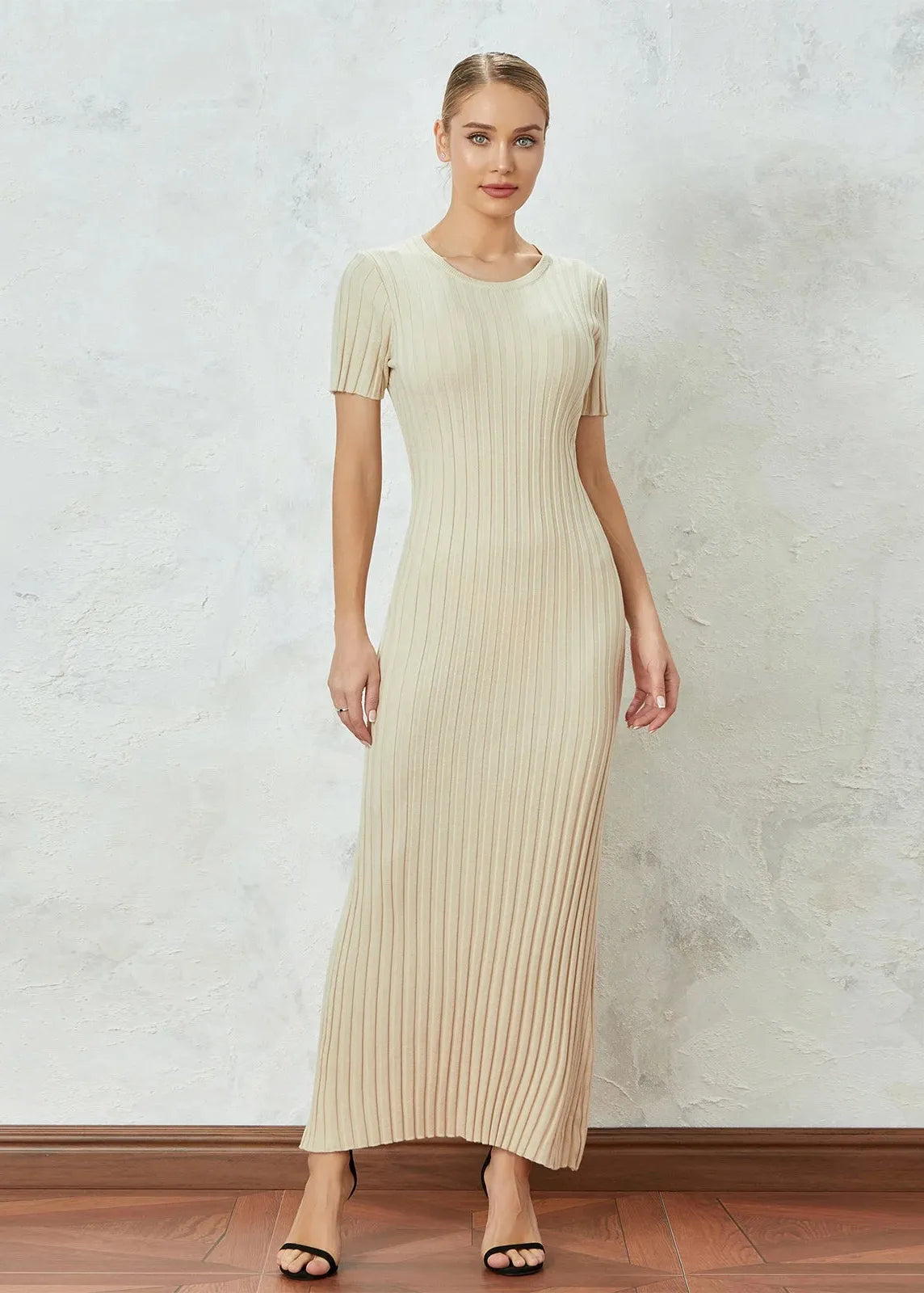 Robe longue beige