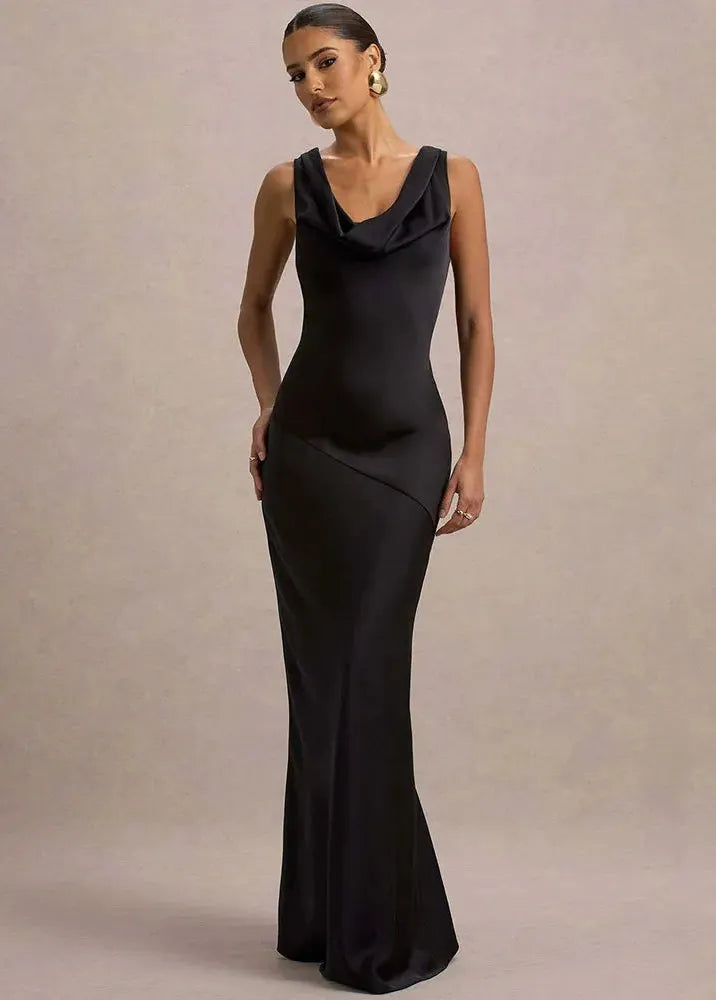 Robe longue col bénitier