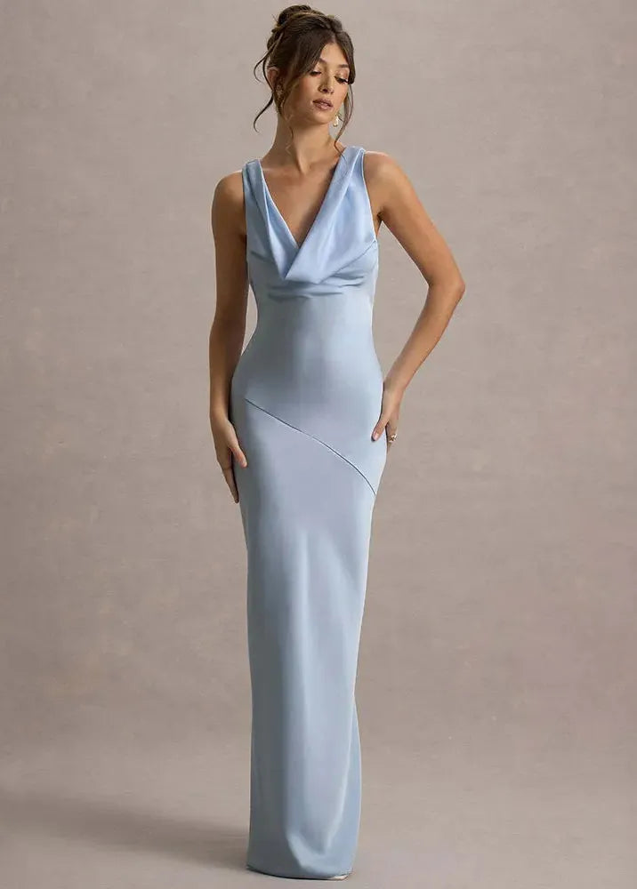 Robe longue col bénitier