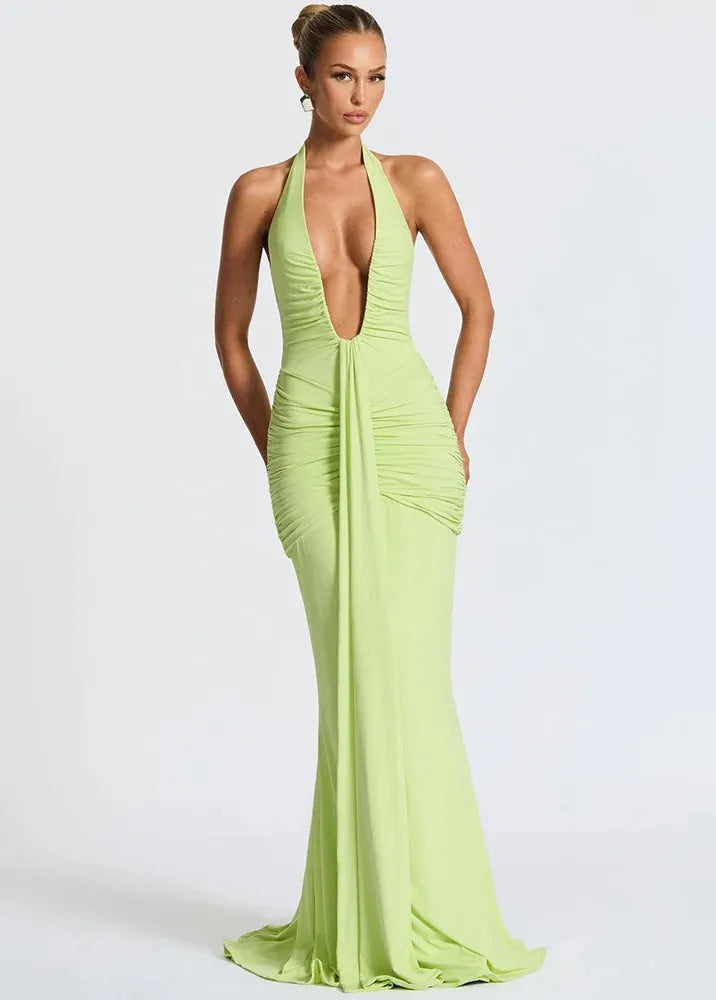 Robe longue décolleté plongeant