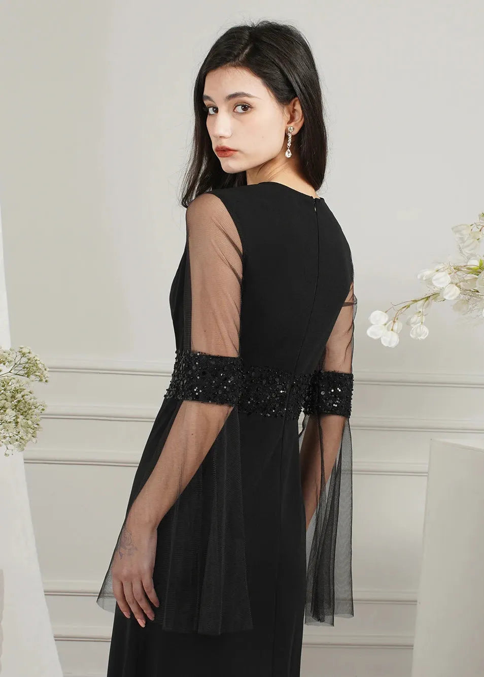 Robe longue noire ceremonie