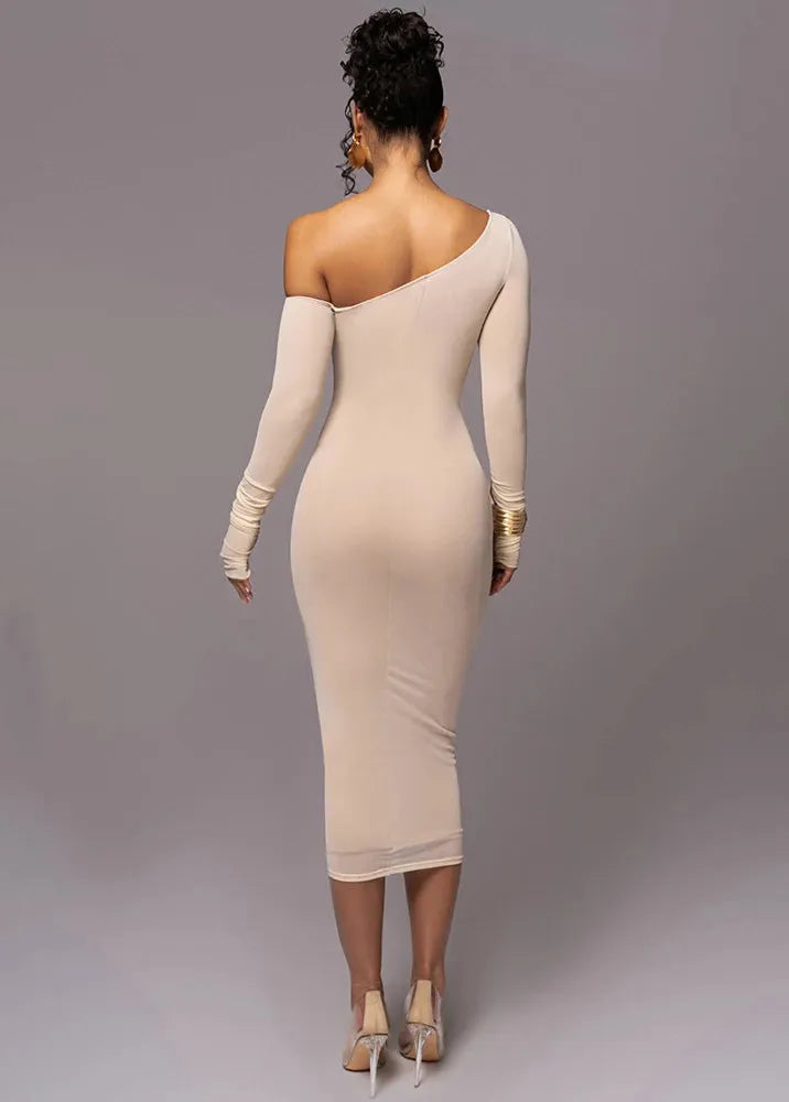 Robe mi longue beige